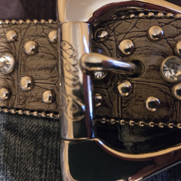 Guess Gray Rhinestone Embellished Belt - Picture 10 of 14